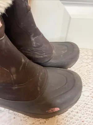 The North Face Women's Dark Brown Winter Boots with Cream Faux-Fur Cuff Sz 7 thumbnail 3