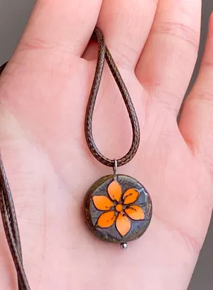 Handmade quality Czech glass flower bead fairy boho vintage retro style necklace🌿✨ thumbnail 3