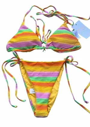 NEW Dippin Daisy’s Palm Triangle Bikini Top & Bindi Cheeky Bottom SET Shimmer thumbnail 1