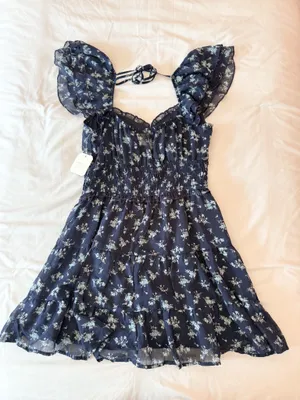 Altar’d State Sienna Navy Floral Mini Dress Size Medium thumbnail 2