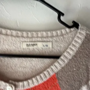 Old Navy‎ Y2k Size Large Beige Orange Argyle Diamond Button Academia Sweater thumbnail 4