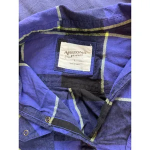 Arizona Jean Co Blue Black Plaid Sequin Back Button Down Flannel Shirt Large thumbnail 3