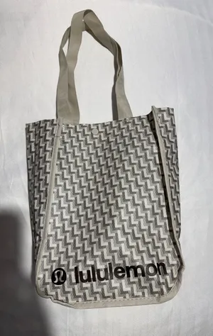 lululemon athletica Beige and Cream Patterned Canvas Tote thumbnail 1