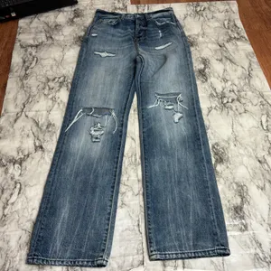 7 for all Mankind Distressed button fly high rise denim jeans straight leg 25 thumbnail 7