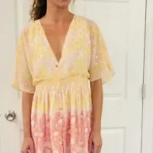 NEW House Of Harlow 1960 Ruffled Tiered Floral Metallic Maxi‎ Dress thumbnail 3