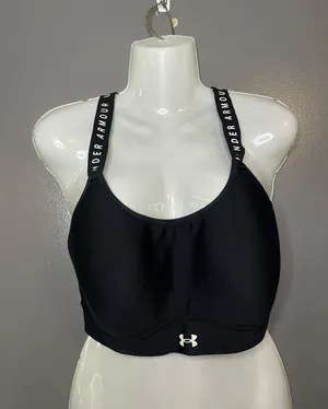 Under Armour Sports Bra Womens XL Black Crossback Padded Stretch Logo Athletic thumbnail 1