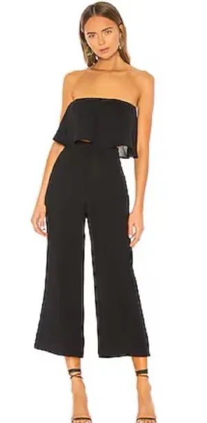 REVOLVE Superdown Brooke 2 Piece Set Black Ruffle Strapless Top & Wide Leg Pants thumbnail 1