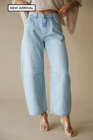 Studded Barrel Denim Jeans Blue thumbnail 1