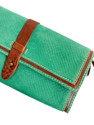 Madewell 1937 Accessories Green Suede Snakeskin Leather Wristlet Clutch Wallet thumbnail 3
