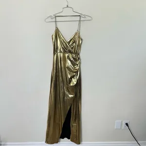 Meshki Hazel Liquid Gold Drape Maxi‎ Dress Women's Size S thumbnail 3