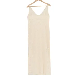 HM Cream Crochet Knit Maxi Dress Sleeveless V-Neck Cotton Blend Size S thumbnail 5