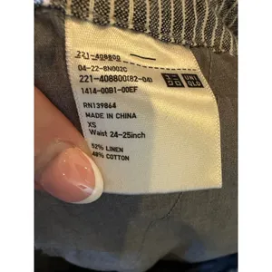 Uniqlo Pants Women XS Navy White Stripe Linen Blend Pinstripe Tapered Leg Preppy thumbnail 9