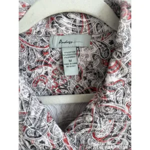 Analogy Paisley Tapestry Jacket Red Black Jacquard Boho Button Front Medium thumbnail 5