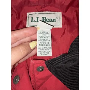 LL Bean Quilted Chore Barn Jacket Ladies Large Red Brown Corduroy Trim VTG thumbnail 7