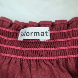Reformation NWT Hudsen Dress in Plum Burgundy Long‎ Sleeve Smocked Medium thumbnail 6