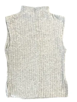 NWT Free People Babetown Gray Ribbed Mock Neck‎ Sleeveless Tank Sz L thumbnail 4