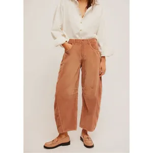 Free People Good Luck Cord Barrel Jeans Tan Brown Neutral Size 28 Corduroy thumbnail 4