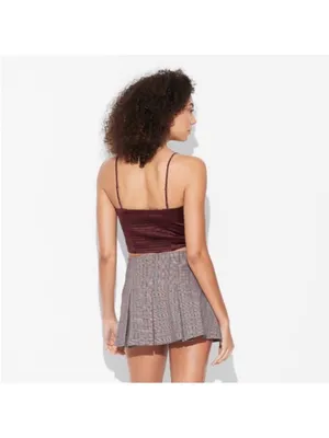 Wild Fable Corset Burgundy Crop Top with rosettes XS thumbnail 2