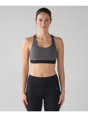 Lululemon Invigorate Bra Heathered Black Black Mesh Racerback Size 4 thumbnail 3