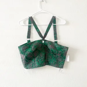NEW Lulus Pink Green Floral Bustier Crop Blouse Top‎ Size M thumbnail 4