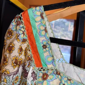 Johnny Was 100% Silk Floral Print Square Neck Boho Dress Size Large *FLAW* thumbnail 6