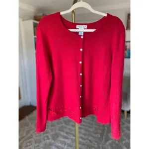 Vintage Angora Rabbit‎ Hair Cardigan Red Embroidered Max & Lily Cottagecore Boho thumbnail 2