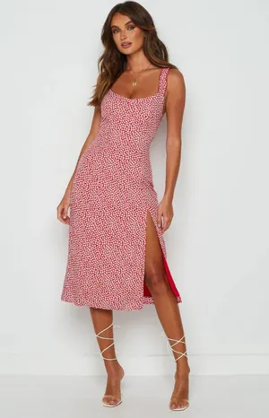 Red midi dress thumbnail 5