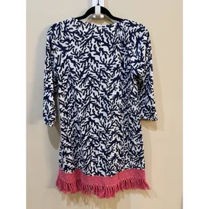 LILLY PULITZER Popover Tropical Floral Tunic Fringe Cover Up Size XS Dress‎ thumbnail 2