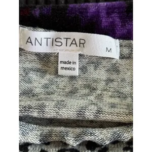 Antistar Gray/Black Cheetah Crop High Neck Sweater Long Sleeve Size M Soft thumbnail 5