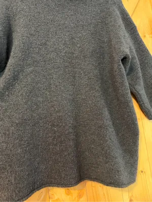 Zara Knit Italian Yarn Charcoal Gray Short Sleeve Funnel Neck Sweater Size M thumbnail 6