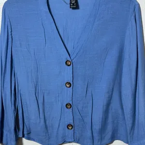 Cuidado‎ Con El Perro Women Blue Button Down Blouse Size S. thumbnail 4
