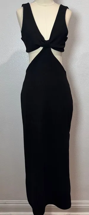 Topshop ribbed Knot front cut black tank dress size 8 thumbnail 1