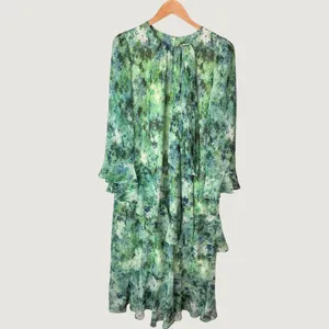 Tuckernuck Water Lillies Sasha Dress Green Floral Tiered Ruffle Midi XL NEW thumbnail 4