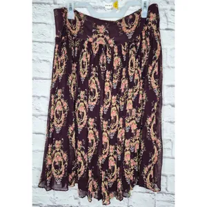 Vtg INC International Concepts 100% Silk Beaded Floral Skirt Size 12 Whimsigoth thumbnail 2