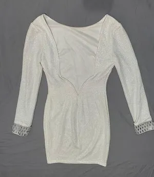 City Studios Shiny White Long Sleeve Dress thumbnail 2