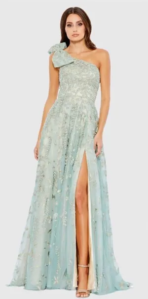 MAC DUGGAL Green Size 10 Embroidered Beaded Bow Formal Long Maxi Gown Dress thumbnail 1
