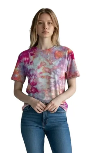 Old Navy Small Top Handmade Tie Dye Luxe T-Shirt‎ Pink Blue Festival Boho 1119 thumbnail 1