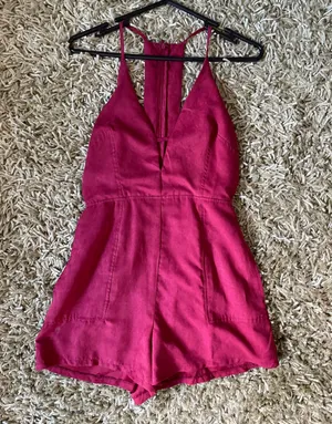 Lush Clothing Dark Red Velvet Romper thumbnail 1