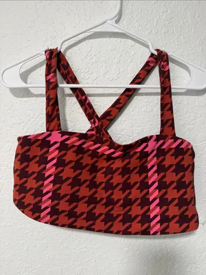 NWOT Offline by Aerie Red & Pink Patterned Crop Bralette Size XL thumbnail 2