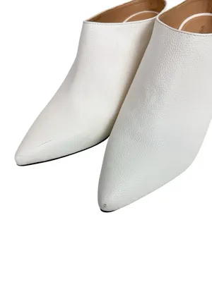 Who What Wear White Pebbled Vegan Leather Point Toe Heeled Mule Silver Size 9 thumbnail 4