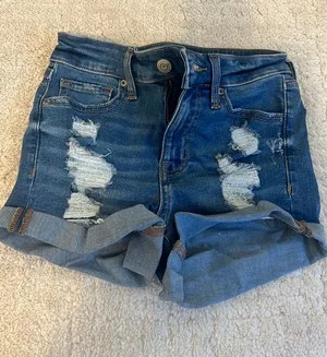 Aeropostale High-Rise Midi Denim Shorts thumbnail 1