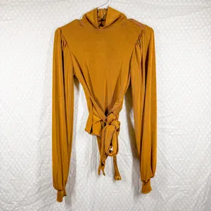 Free People‎ Intimately Orange Gold Turtleneck Bring It Back Bodysuit thumbnail 2