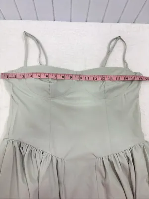 RIHOAS Sage Green Square Neck Pocket Slip Bustier Midi Dress Size L thumbnail 7