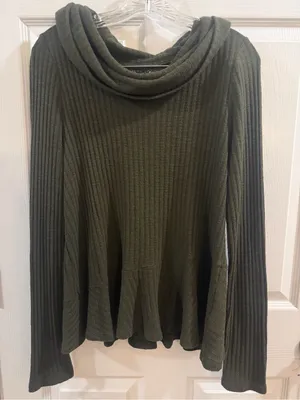 Maeve Olive Ribbed Cowl Neck Sweater thumbnail 1