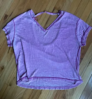 Fuchsia we the free v neck tee thumbnail 1