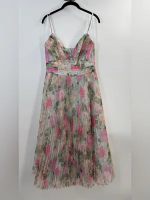 Betsy & Adam Petite Pleated Tulle Midi Dress thumbnail 4