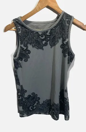 Athleta Tank Top‎ Womens XS Grey Paisley Print Sleeveless Activewear Boho Yoga thumbnail 1