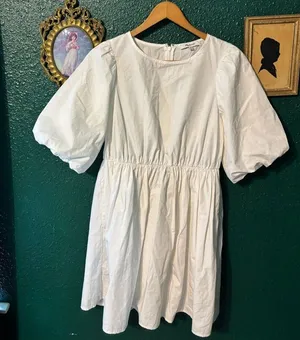 Madewell Puff Sleeve White Mini Dress Sz 0 thumbnail 1