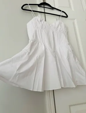 Good American Corset V-Neck Poplin Babydoll Mini Dress/Tunic, Size S thumbnail 9