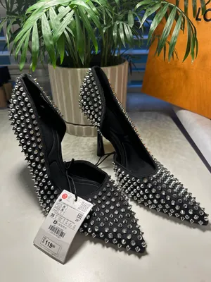 studded heels high heel shoes in black thumbnail 4
